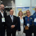 Sérgio Gouvea, da Promo, Geraldo Rocha, presidente da Abav, Vanessa Mendonça, do MTur, Rosa MAsgrau e Roy Taylor, do M&E