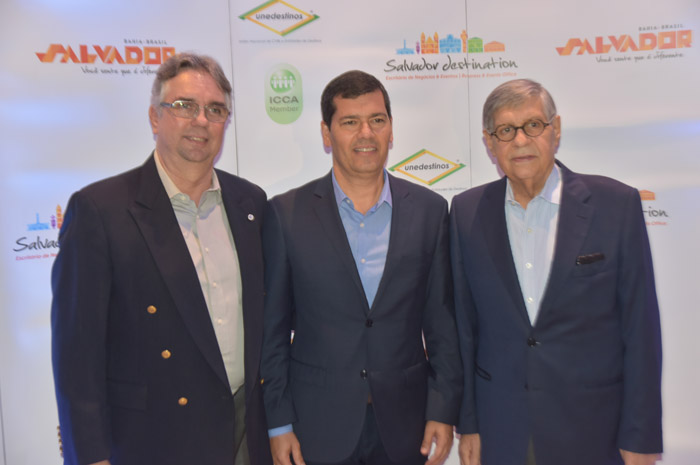 Quem foi Paulo Gaudenzi, homem que dedicou quatro décadas ao Turismo 2 Roberto Duran (presidente da Salvador Destination), Claudio Tinoco (secretário municipal Cultura e Turismo) e Paulo Gaudenzi (vice presidente da Salvador Destination)
