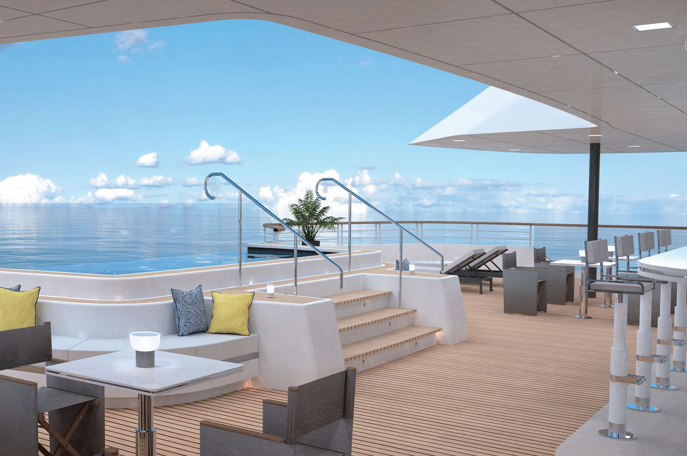 Pier 1 coloca brasileiros a bordo do The Ritz-Carlton Yacht Collection 1 Área externa do primeiro Iate da Ritz-Carlton