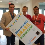Patrick Yvars, Mara Roth e André Almeida, do Visit Orlando Patrick Yvars, Mara Roth e André Almeida, do Visit Orlando