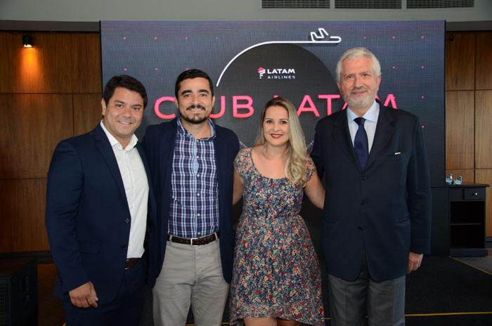 Antenor Soares, Tiago Ferreira e Karin Andrade, da Latam Airlines, e Nino Bellini, da Pátria Consolidadora Antenor Soares, Tiago Ferreira e Karin Andrade, da Latam Airlines, e Nino Bellini, da Pátria Consolidadora