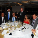 Paty Leone, da Top Travels, Luiz Fogaça, da CVC, Gianni Onorato, da MSC, Sylvio Ferraz, da CVC, Aldo Leone, da Agaxtur, Valter Patriani, da CVC, com sua esposa Claudete Patriani, e Giuseppe Galano, comandante do MSC Seaview