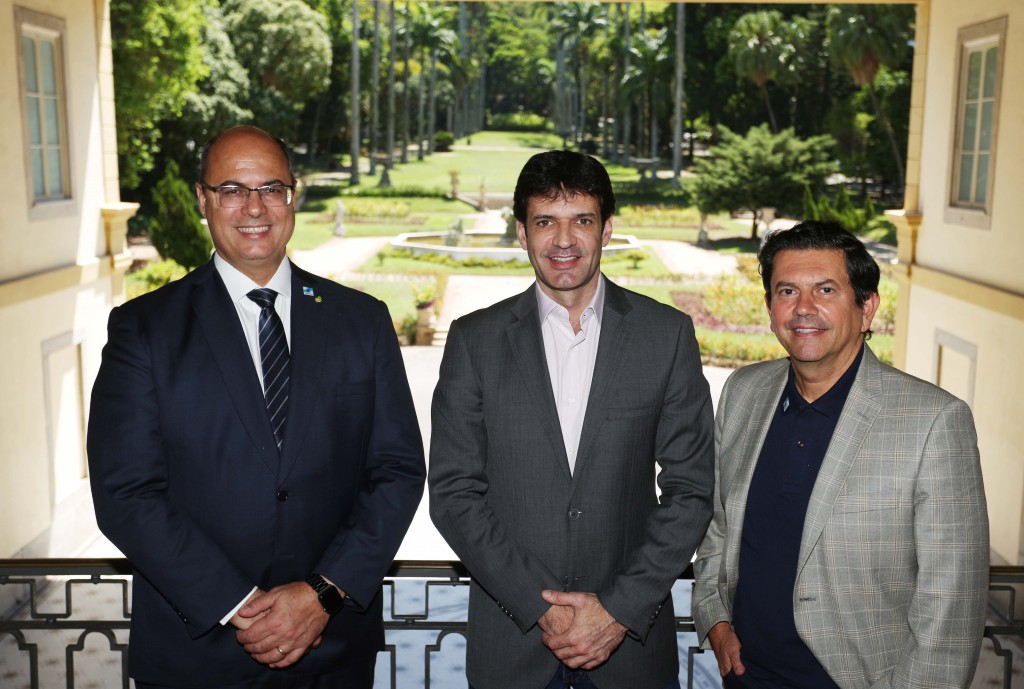 Rio de Janeiro - 09-01-2019 - Ministro do Turismo marcelo Álvaro António com o governador Wilson Witzel e o secretário de Turismo do Rio de janeiro, Otávio Leite, no Palácio Guanabara. Foto: Carlos Magno