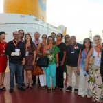 Vinicius Costa e Michel Saldanha (nas pontas), da Costa Cruzeiros, com agentes e operadores convidados Vinicius Costa e Michel Saldanha (nas pontas), da Costa Cruzeiros, com agentes e operadores convidados
