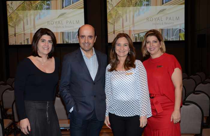 Cleide Balestra, gerente geral dos hotéis Contemporâneo e Royal Palm Tower, Sandra Neumann, diretora geral do Royal Palm Hall, Antônio Dias, diretor-executivo, e Ana Luiza Masagão, diretora de Vendas e Marketing