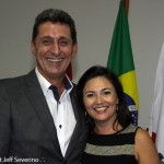 Rogério Siqueira, presidente do Beto Carrero World e do Conselho Estadual de Turismo, com Flavia Didomenico, presidente da Santur