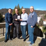 Peter Lutter, diretor do Czech Tourism para a América Latina; Eduardo Barbosa. Da Flot; Josef Slunecko, diretor da Destination Agency para Karlovy Vary, e que recebeu homenagem do mega famtrip; e Luiz Fernando Destro, diretor do Czech Tourism no Brasil.