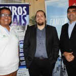 Marcelo Andrade, da Transmundi, com Luiz Ricardo, do Pantanal, e Rodrigo Galvão, da Emirates