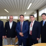 Marco Ferraz, da Clia, Gilberto Abdou Helou, prefeito de Águas de Lindóia, Vinicius Lummertz, secretário de SP, Marcos Lucas, presidente da Aviesp, e Bruno Omori, da ABIH-SP