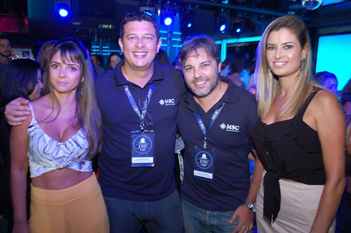 Tatiane Marina, da Latam Travel e Carla Costa, da Guiamondi Viagens, com Cristopher Soares e Rafael Sacomani, da MSC
