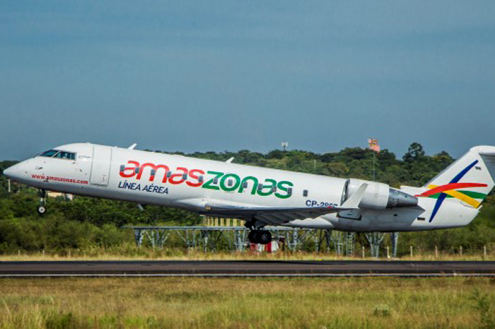Amaszonas suspende operações no Brasil a partir de 1º de abril 1 A aérea disponibilizou desconto exclusivos para voar a bordo do novo Embraer 190, para Bolívia, Peru e outros destinos da América do Sul durante o Carnaval