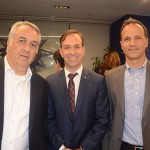 Sylvio Ferraz, da CVC, Adrian Ursilli, da MSC e Roberto Roman, da Travel Ace