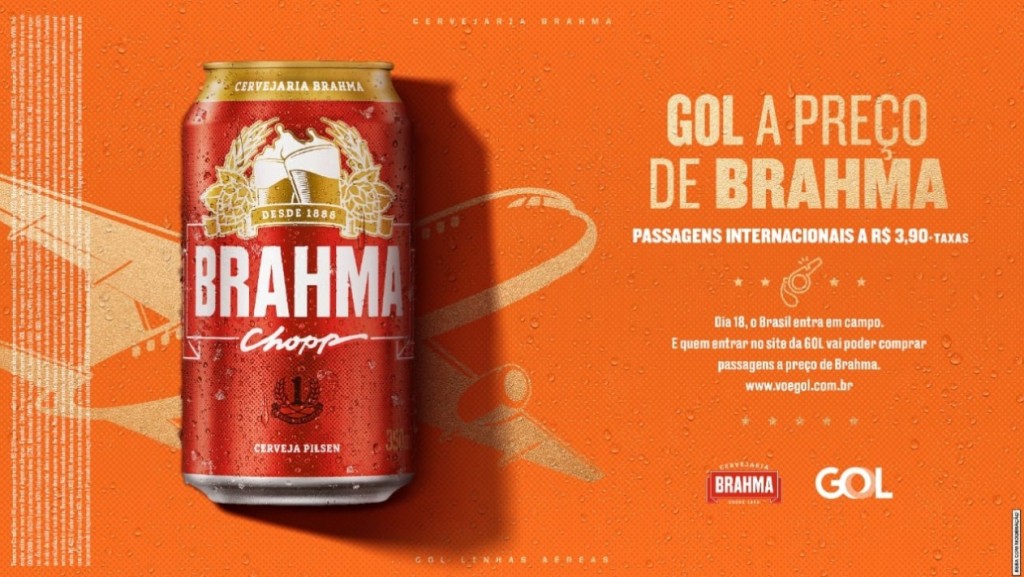 Passagens ao preço de uma cerveja é a parceria da Gol com a Brahma