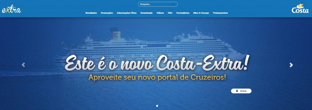 Costa Cruzeiros lança nova versão de seu portal dedicado às agências de viagens 1 Costa Extra é o novo portal da Costa Cruzeiros para agentes de viagens