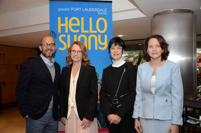 Fort Lauderdale apresenta atributos para agentes em São Paulo; fotos 2 Gabriel Martinez, Tracy Vaughan e Marina Barros, do Visit Lauderdale, e Nicole King, do Hotel Ritz Carlton (Foto: Eric Ribeiro)