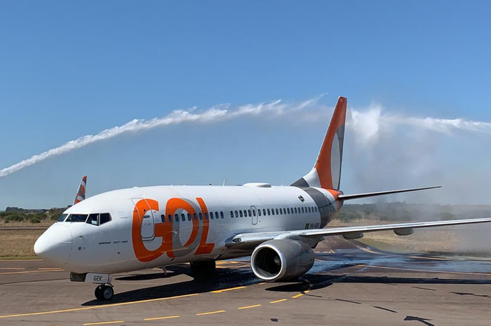 Gol inicia voos para Passo Fundo (RS) 1 Aeronave da Gol no Aeroporto de Passo Fundo