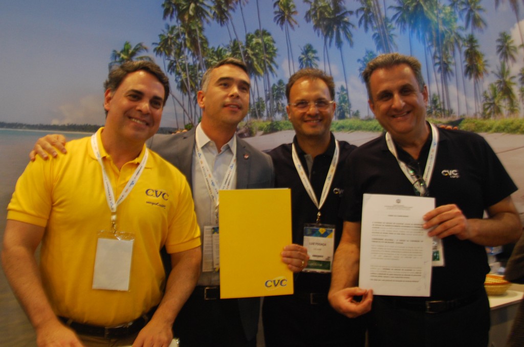 Alagoas recebe convenção de vendas da CVC em 2020 1 Emerson Delan, Diretor Geral da CVC, Rafael Brito, Secretário do Turismo de Alagoas, Luiz Fernando Fogaça e Claiton Armelin, Diretor Geral de Produtos Terrestres