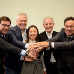 Gilson Machado Neto, presidente da Embratur, Ivan Hussni e Ana Clévia, do Sebrae, Marcelo Costa, da Setur-SP, e Aluizer Malab, do MTur