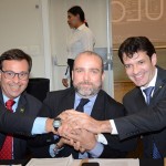 Gilson Machado, presidente da Embratur, Hugo Veiga, presidente do Fornatur, e Marcelo Alvaro Antonio, ministro do Turismo