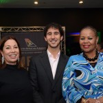 João Pita, da GRU Airports, entre Manoela Silva, da SAA, e Zuks Ramasia, CEO da SAA