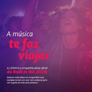 Latam anuncia 76 voos extras para o Rock in Rio 2019 1 Companhia vai adicionar cerca de 14 mil assentos à sua malha aérea doméstica para atender a demanda do festival