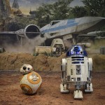 Os personagens BB-8 e R2-D2 estavam disponíveis para foto