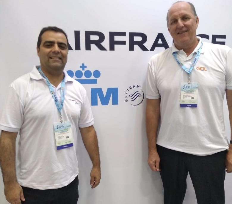 Paulo Lobão, da Air France-KLM, e Breno Dornelles, da Gol Paulo Lobão, da Air France-KLM, e Breno Dornelles, da Gol