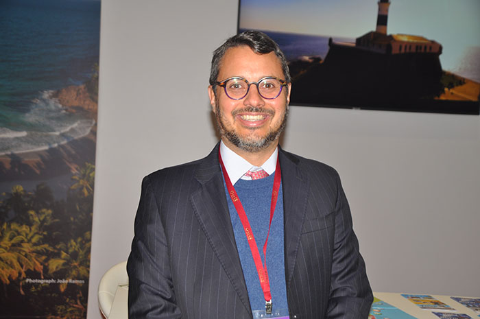 Fausto Franco, secretário de Turismo da Bahia, durante a WTM Londres 2019.