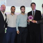 Michael Nagy, Bruno Kozlowski, Pedro Henrique e Netto Moreira, do Fairmont, recebem o prêmio de Expansão Hoteleira da Accor