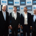 Ralf Aasmann, diretor executivo da Air Tkt, Juarez Cintra Neto, presidente da Air Tkt, com Alexandre Cavalcanti e José Roberto Trinca, da American Airlines