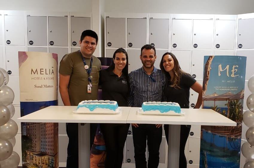 Michael Bonilha, assistente de produtos da Flytour Viagens; Raquel Biage, gerente de Vendas da Meliá Hotels International, Marcelo Lopes Gerente de Produtos Caribe, México, América do Sul e Central da Flytour Viagens; Elizabeth Santos, gerente de vendas da Meliá Hotels International.