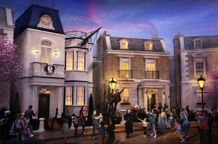 Epcot passa por transformação histórica; veja as novidades 2 Epcot’s United Kingdom pavilion will welcome the first attraction inspired by Mary Poppins. Guests will step in time down Cherry Tree Lane past Admiral Boom’s house, then enter Number 17, home of the Banks family, where their adventure will begin. (Disney)