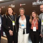 Clovis Casemiro, da IGLTA, Magda Nassar, presidente da Abav, Mari Masgrau, do M&E, Fátima Gatoeiro, da Abav, e Diogenes Toloni, da Aerolíneas Argentinas