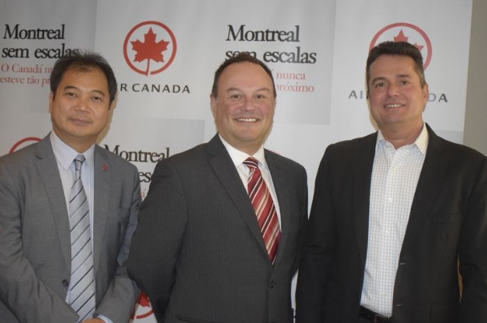 Air Canada investe no mercado brasileiro e inaugura novo voo para Montreal 1 Giancarlo Takegawa, Virgilio Russi e Gleyson Ranieri, da Air Canada
