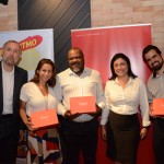 Gustavo Esusy e Luciana Longo, da Avianca, Juliana Abrantes, Jackson Soares e Vitor Megale, da CVC Corp