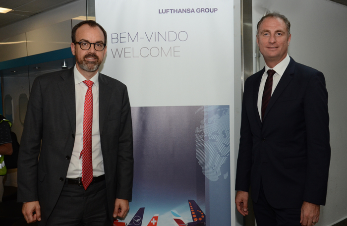 Lufthansa retoma rota Munique-São Paulo com a presença de autoridades 2 Markus Binkert, CCO do Hub Munique e Tom Maes, diretor Senior de Vendas do Lufthansa Group na America do Sul