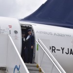 Comissárias de bordo ao final do voo do A321 para Recife