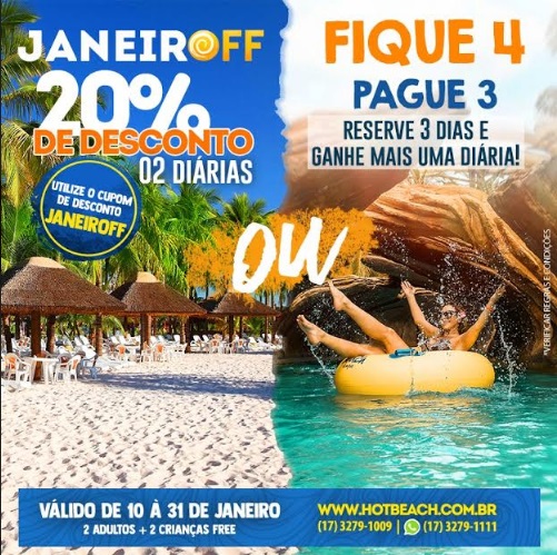 Hot Beach Olímpia anuncia desconto especial para as férias 1 Complexo Hot Beach faz promoção para férias de janeiro