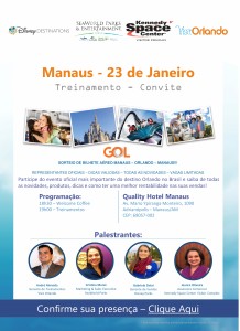 Para apoiar novo voo da Gol, Visit Orlando realiza treinamento em Manaus 1 O evento sorteará uma passagem aérea de ida e volta no voo direto da Gol entre Manaus-Orlando