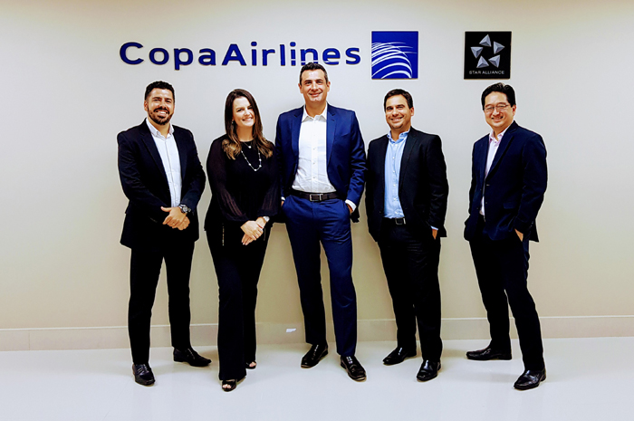 Copa reestrutura equipe de Vendas no Brasil e contrata Raphael de Lucca 1 Raphael de Lucca, Jacqueline Miranda,Carlos Antunes, Gilson Azevedo e Cássio Takano, da Copa Airlines (Foto: divulgação)