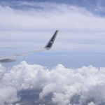 Vista da janela no assento 35F, penultima fileira do avião
