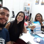 Gustavo Sena, executivo de Vendas da Trend e Isa Menezes, da Iberostar visitam a Agência Francie Viagens, em Salvador