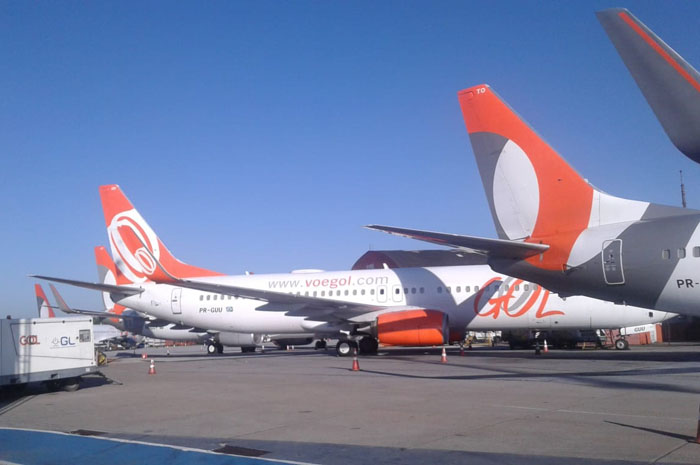 Aeronaves da Gol paradas no aeroporto de Congonhas