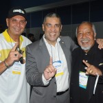 Carlos Costa e Eduardo Aoki, da Intermac, com Osmar Souza, da Sealink