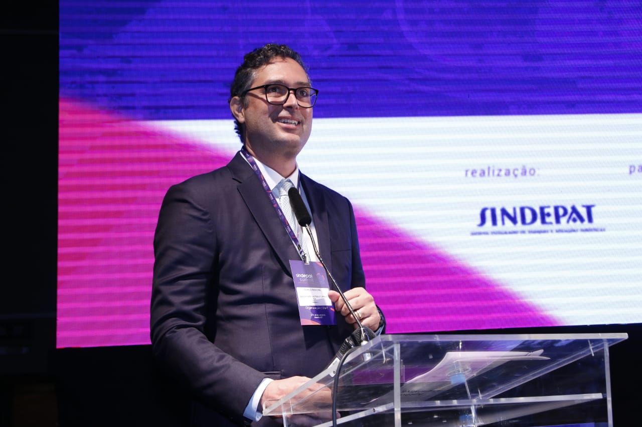 Murilo Pascoal, presidente do Sindepat, na abertura do Sindepat Summit 2019 (Foto Brito Jr.)