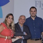 Orlando Giglio, da Iberostar; Camila Ramos e Rafael Ortiz, da Flytour