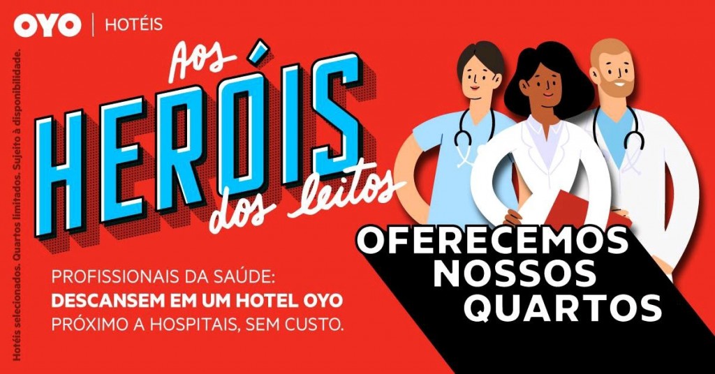OYO oferece estadias gratuitas para profissionais da saúde no Brasil 1 A ação vale até maio e oferece hospedagem gratuita para os profissionais da saúde de todo o país