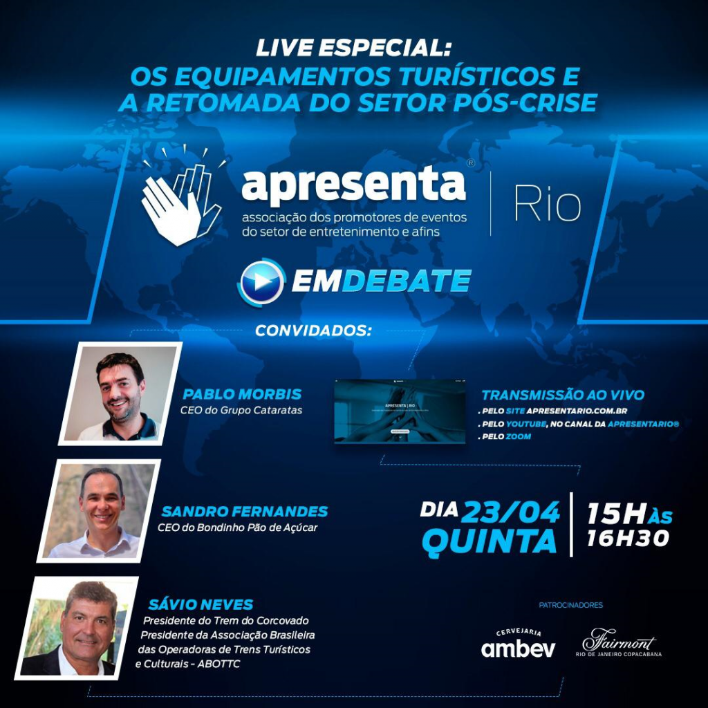Às 15h: live debate retomada de equipamentos turísticos após pandemia Live equipamentos turisitcos