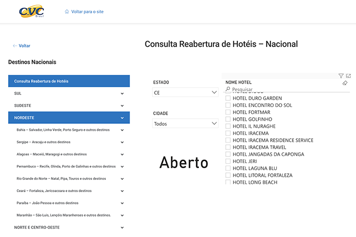 CVC cria hotsite sobre retomada do turismo em destinos, hotéis e receptivos 2 CVC hotsite