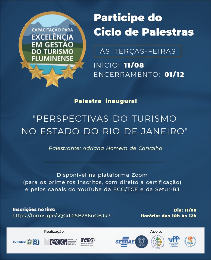 Setur-RJ promoverá ciclo virtual de palestras em parceria com TCE 1 CARD - CICLO DE PALESTRAS 01